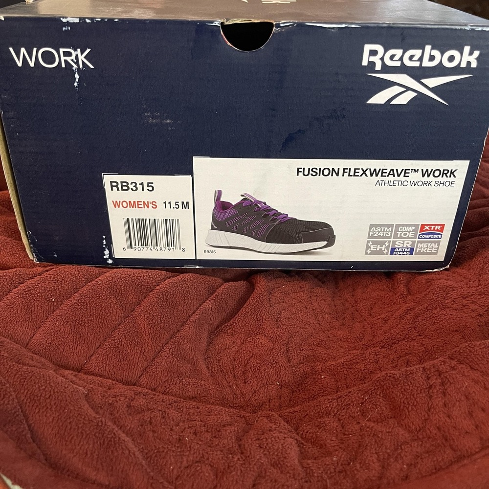 Reebok Work Shoes Womens Size 11.5 Black Fusion Flexweave Composite Toe RB315